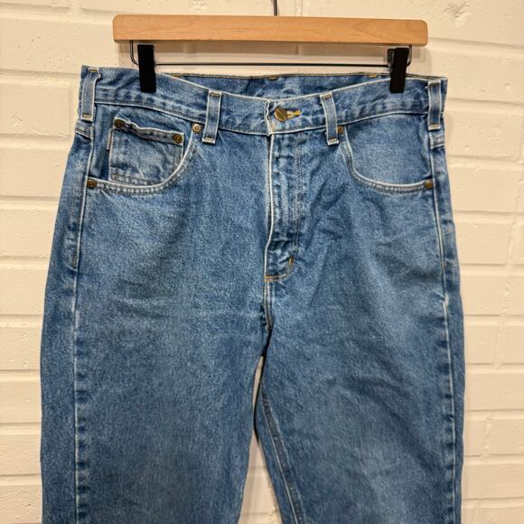 Carhartt Mens B17DST Relaxed Fit Heavyweight Tapered Jeans Blue 33x32 Workwear - Picture 7 of 15